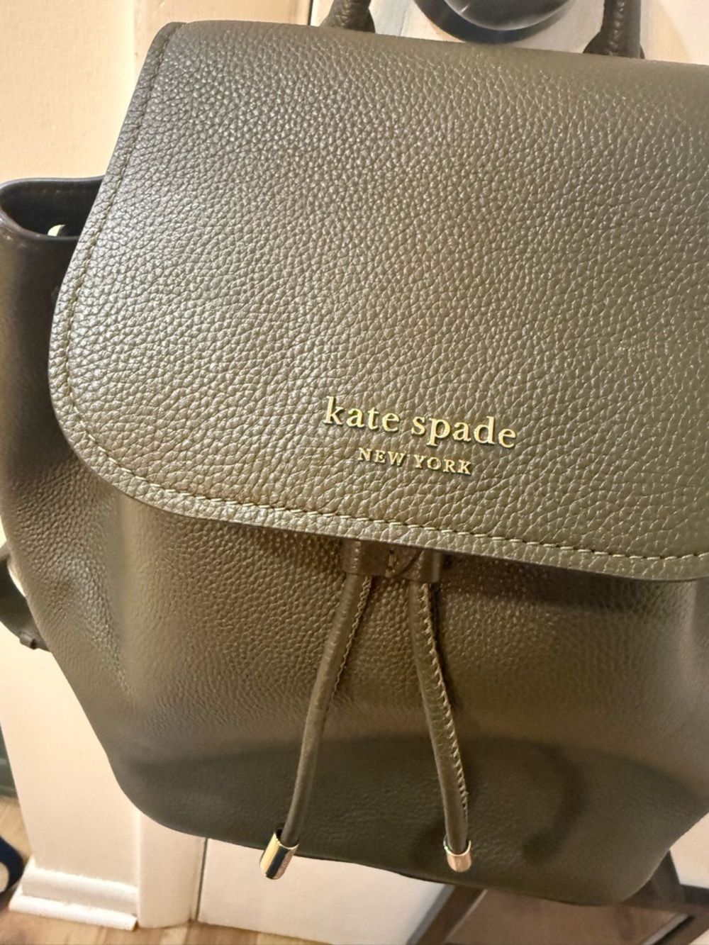 KATE SPADE Olive Green Pebbled Leather Backpack - Picture 4 of 6